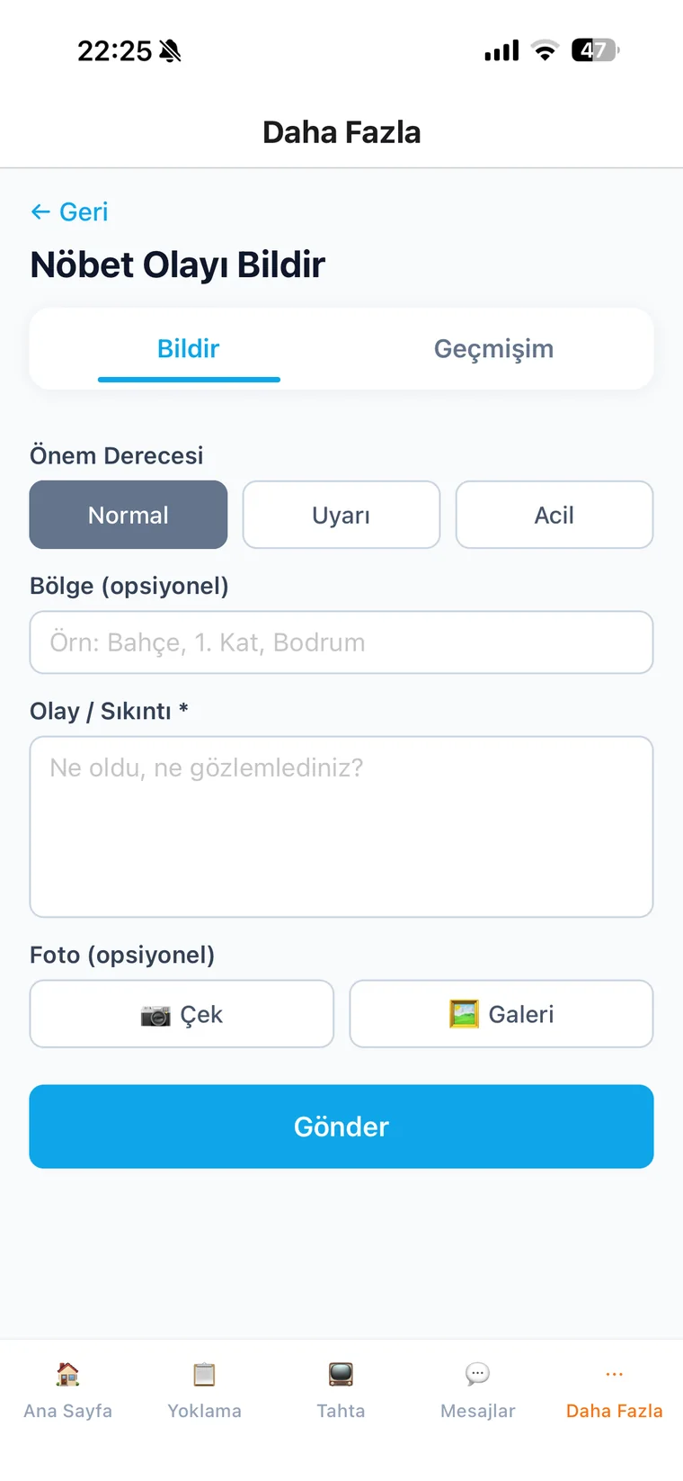 Öğretmen: nöbette acil olay bildirimi
